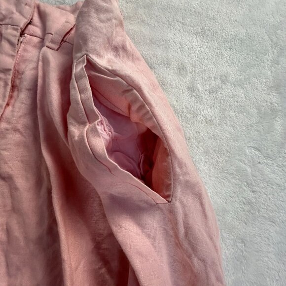 Ralph Lauren Womens 100% Linen A-Line Midi Skirt Size 4 Pink Pockets Casual - Picture 5 of 8